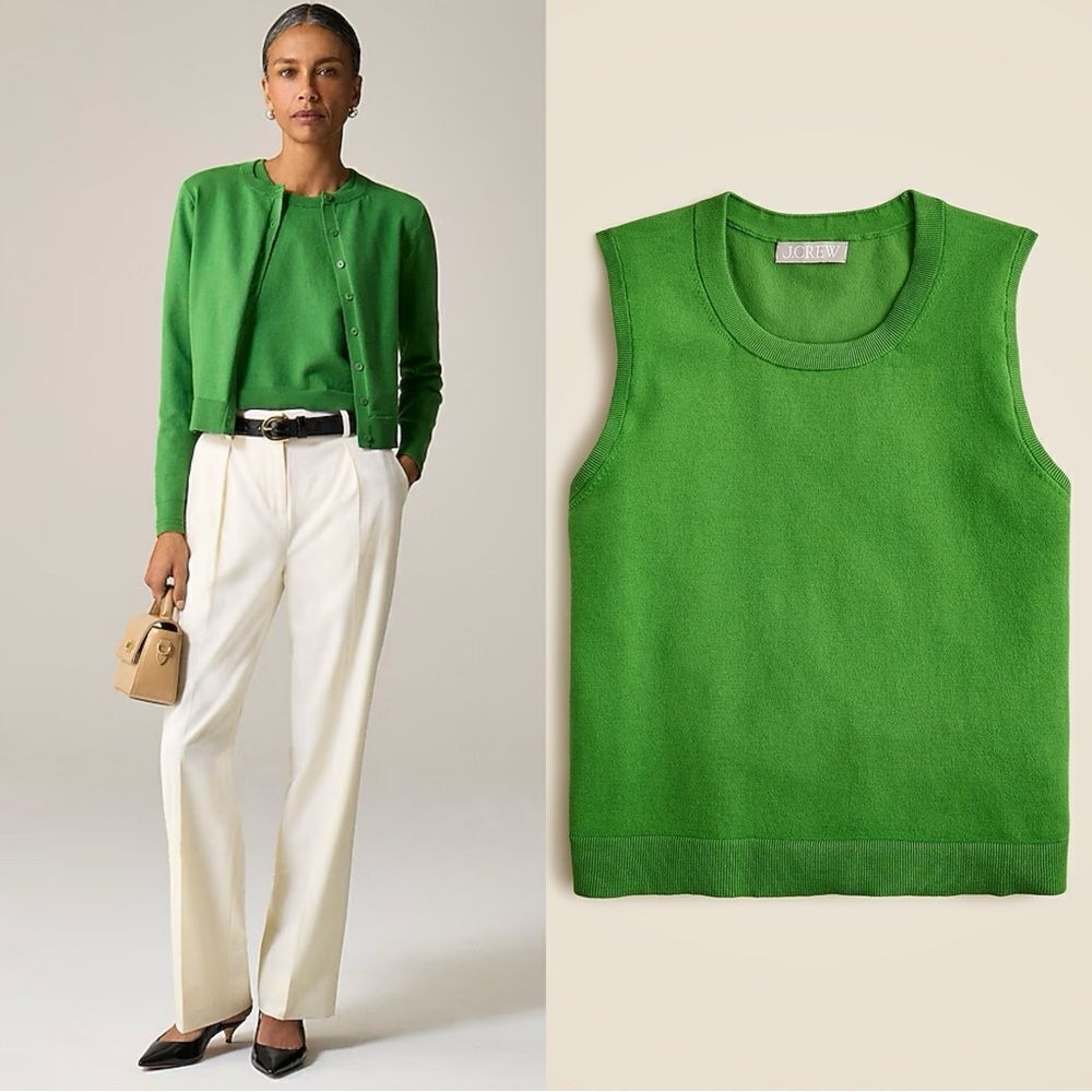 NWT J CREW Sweater shell in premium ultra-fine cotton  in Grass